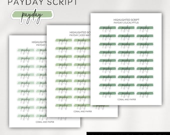 PAYDAY SCRIPT - HIGHLIGHT Script Planer Aufkleber | Minimalistische Planung |Funktionale Planer Aufkleber| Bullet Journal