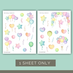 VERJAARDAGBALLONS | Plannerstickers | Decoratiestickers | Plakboekdecoratie | Dagboekstickers | Dagboekstickers | Stickervel