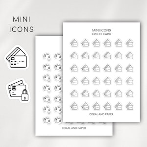 CREDITCARD/geen besteding: minipictogramstickers | Minimalistische plannerstickers | Functionele stickers | Bulletjournaal