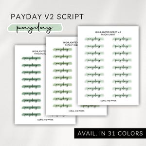 PAYDAY HIGHLIGHT Script V2 - Planner Stickers | Minimalist Planning | Functional Planner Stickers | Bullet Journal | Paycheck Tracker