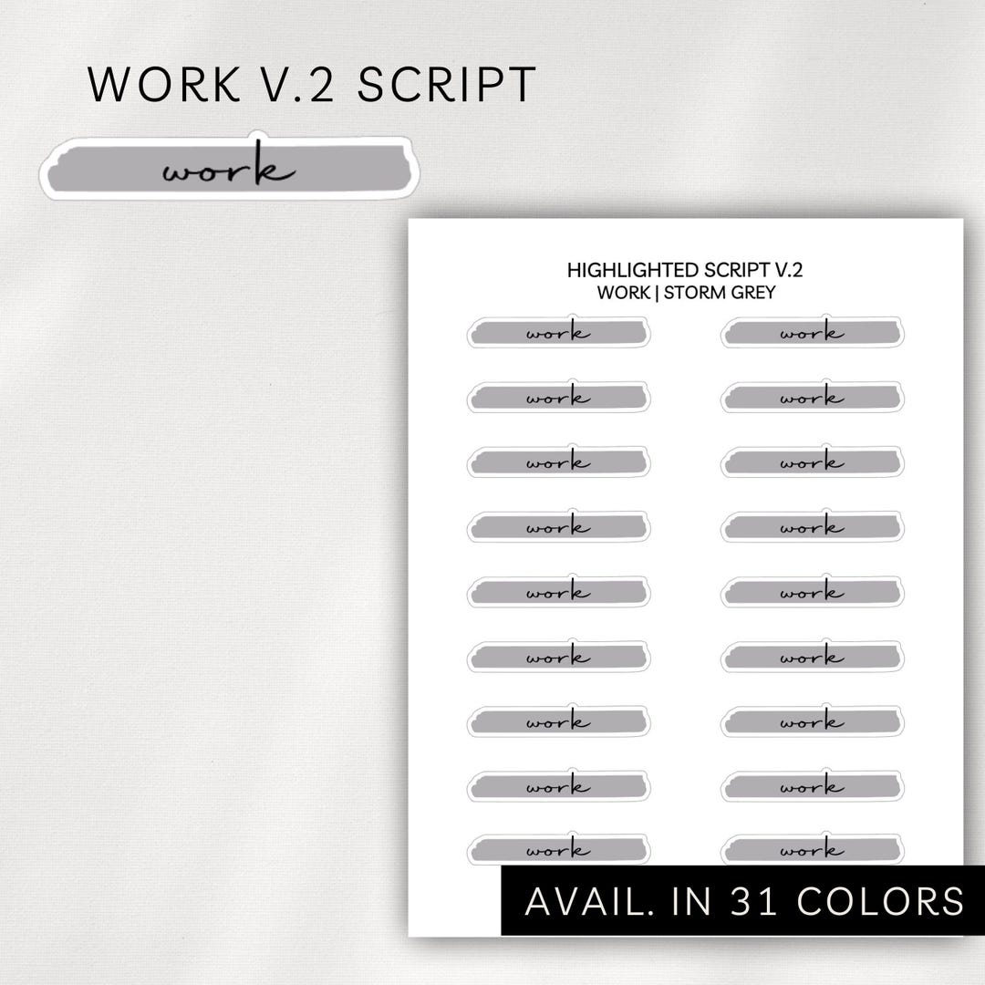 Long Work Script Work Script Script V2 Stickers | Minimal Script Planner Stickers ...
