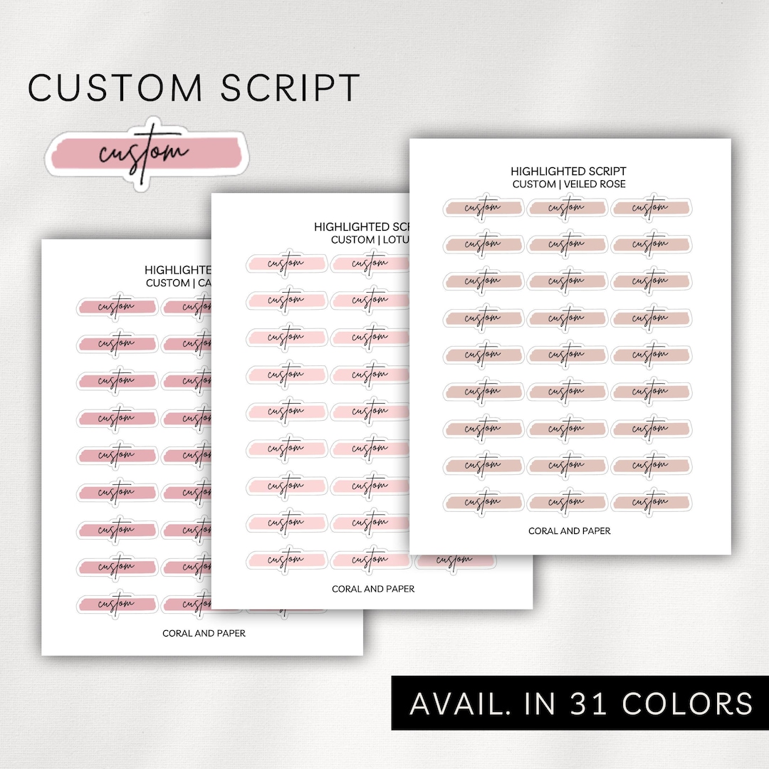 CUSTOM - HIGHLIGHT Script Planner Stickers | Minimalist Planning ...