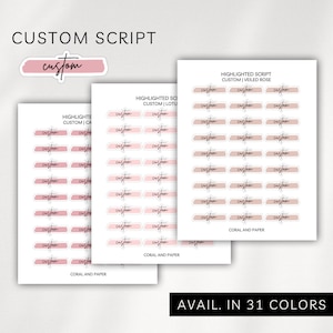CUSTOM - Stickers pour agenda HIGHLIGHT Script | Planification minimaliste | Autocollants fonctionnels | Bullet Journal