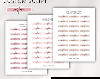 CUSTOM - HIGHLIGHT Script Planer Aufkleber | Minimalistische Planung | Funktionale Planer Aufkleber | Bullet Journal