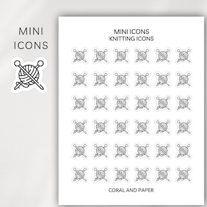 KNITTING  Mini Icon Stickers | Minimalist Planner Stickers | Functional Stickers | Bullet Journal
