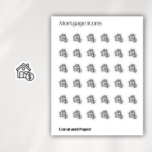 ZAHLUNG HAUSZAHLUNG Mini Icon Aufkleber | Minimalistische Planer Aufkleber | Funktionsaufkleber | Bullet Journal