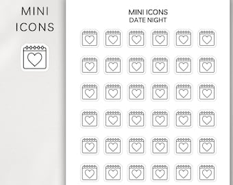 DATE NIGHT Mini Icon Stickers | Minimalist Planner Stickers | Functional Stickers | Bullet Journal