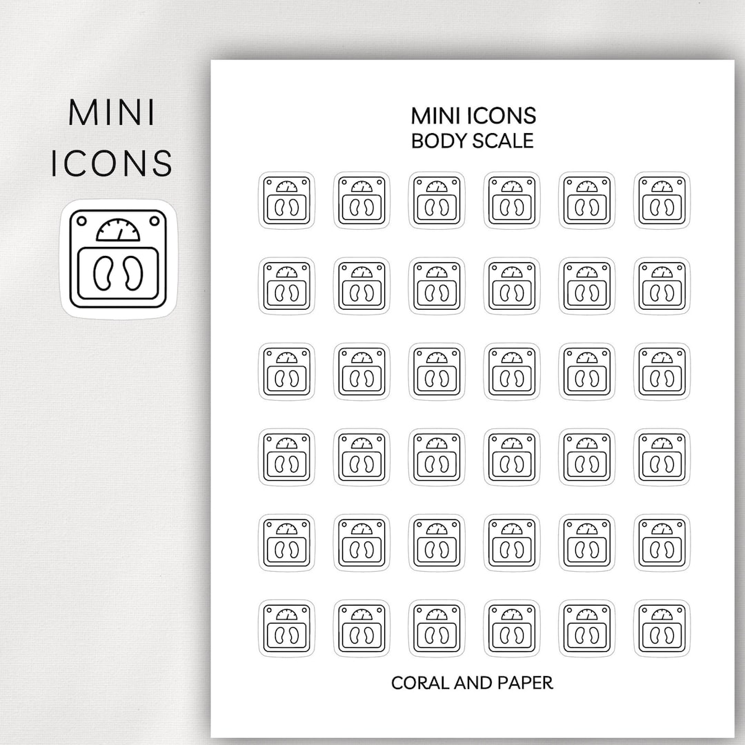WEIGHT SCALE - BODY Scale Mini Icon Stickers | Minimalist Planner ...