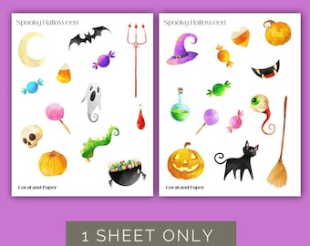 Halloween spettrale - Adesivi decorativi / Adesivi per planner / Foglio di adesivi