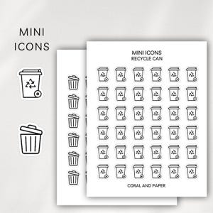 RECYCLE - TRASH - Mini Icon Aufkleber | Minimalistische Planer Aufkleber | Funktionsaufkleber | Bullet Journal