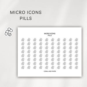 Pills Micro Icons | Medication & Vitamin Planner Stickers | Tiny Functional Icons for Tracking Prescriptions, Supplements and Health icons