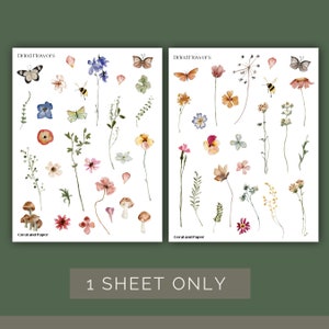 DRIED FLOWERS | Planner Stickers | Deco Stickers | Scrapbook Decoration | Journaling Stickers | Diary Stickers | Hobonichi Stickers