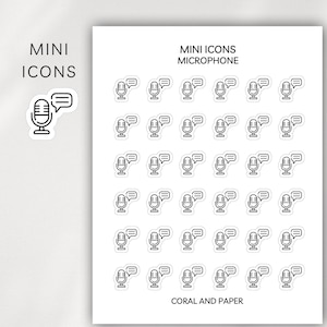 MICROPHONE Mini Icon Stickers | Minimalist Planner Stickers | Functional Stickers | Bullet Journal