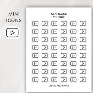 YouTube Mini Icon Stickers | Minimalist Planner Stickers | Functional Stickers | Bullet Journal