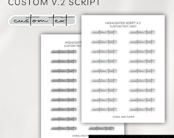 Custom Highlight - V2 Script Planner Stickers | Minimalist Planning | Functional Planner Stickers | Bullet Journal