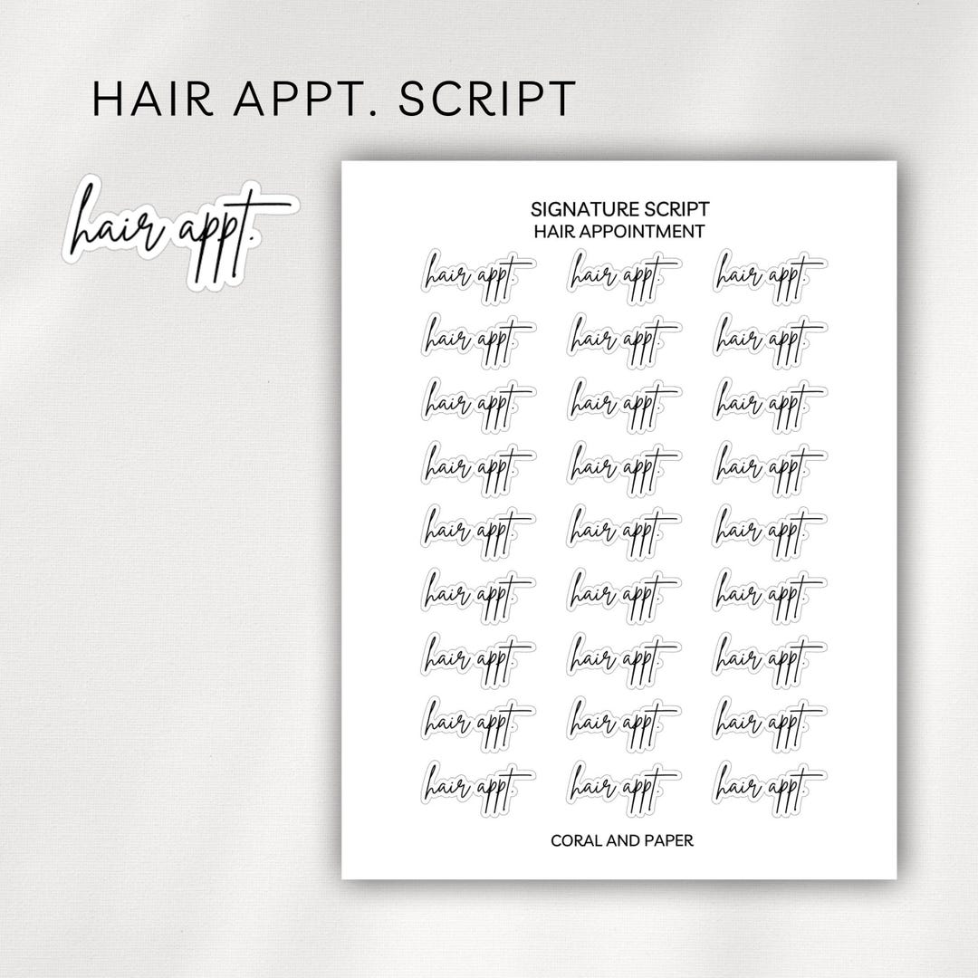 HAIR APPT. - Script Planner Stickers | Salon Appointment | Minimalist ...