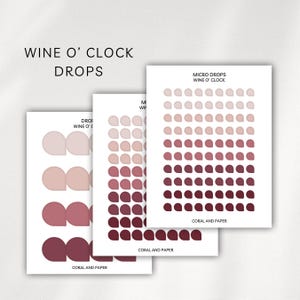 WINE O' CLOCK DROPS / Adesivi per planner / Adesivi minimalisti / Adesivi per planner funzionali / Bullet Journal