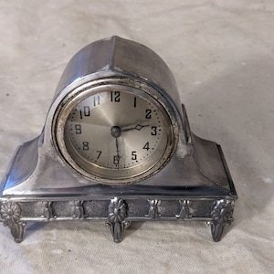 Vintage Pewter Napoleon Hat Clock, Circa 1930s.