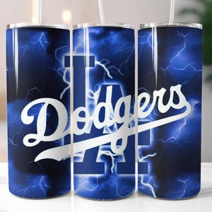 Gobelet mince Dodgers Blue Lightning, 20 oz, design numérique. Fichier PNG et PDF.