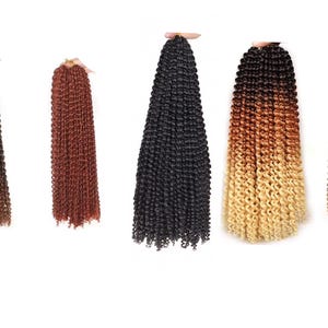 Crochet Braiding Hair, Passion Twist Hair, Ombre Water Wave, Afro Kinkyhair, Pre-Stretch Synthetic, Soft Faux Locs Extension