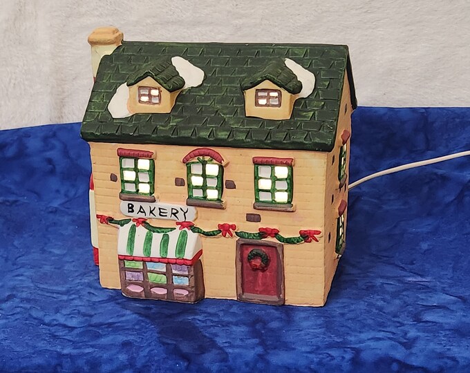 Vintage Christmas Village House Light up Bakery Etsy