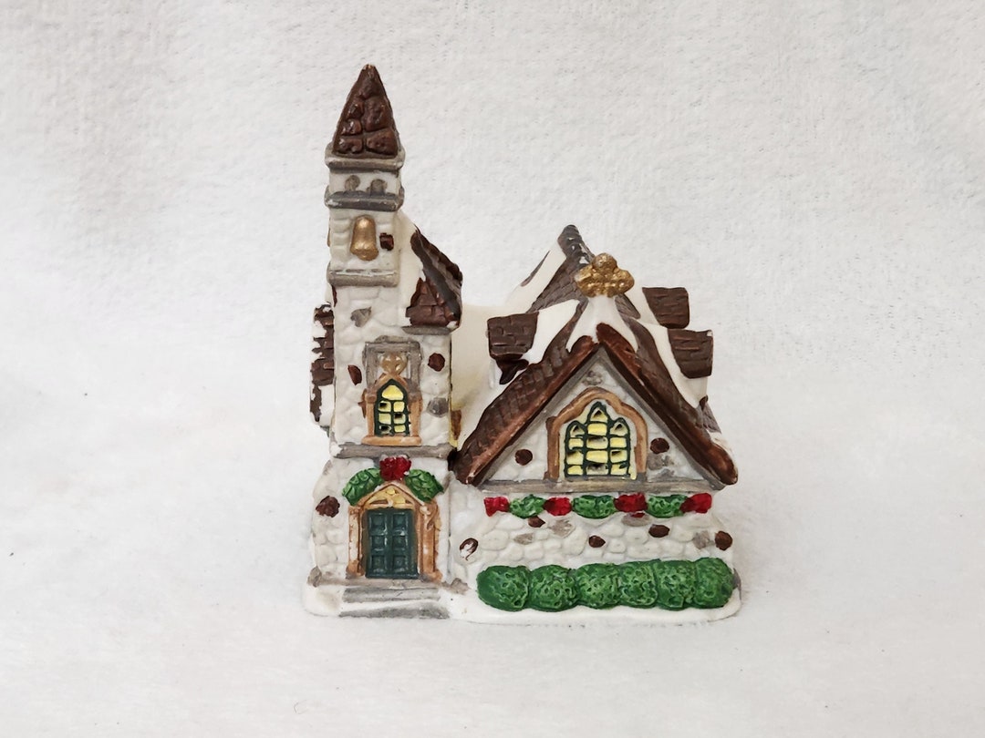 Vintage Light up Christmas Village Church Etsy