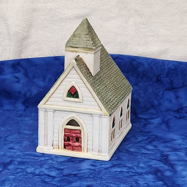 Vintage Christmas Village Church Tealight Candle Holder