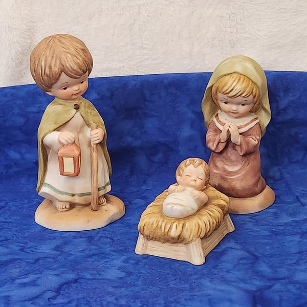 Vintage Little Bible Friends Enesco Mary Joseph and Baby Jesus Figurines