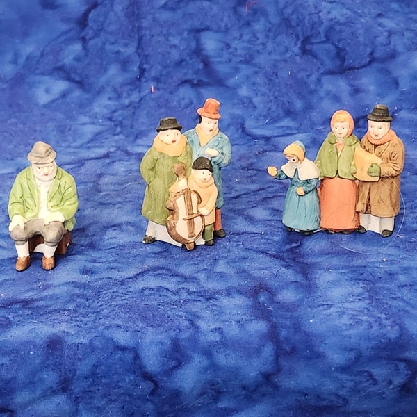 Christmas Figurines Village People Grandpa and Carolers