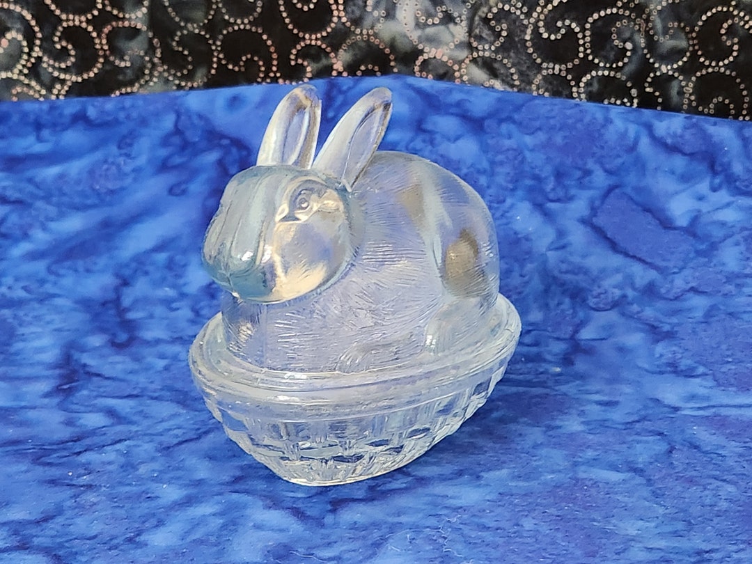 Vintage Clear Glass Bunny Candy Dish With Lid Etsy