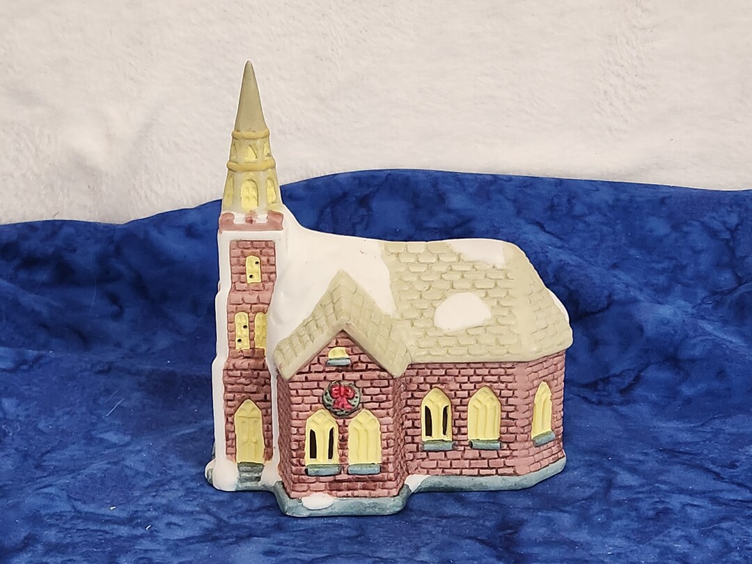 Christmas Village Church Light up House Etsy