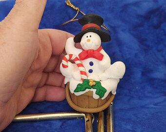 Vintage Snowman Wind Chime Christmas Ornament