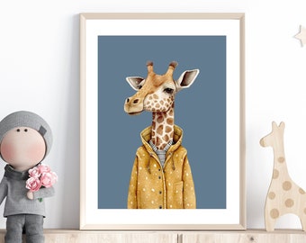 Giraffe Printable Wall Art, Giraffe Nursery Print, Safari Nursery Decor, Giraffe Wall Decor, Funny Wall Art for Kids, Playroom Print