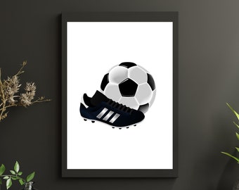 Soccer Art Print, Sports Themed Bedroom Wall Decor, Soccer Ball Printable Art, Sports Teen Bedroom Print, Gift for Soccer Lover, PDF