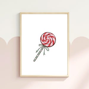 Lollipop Candy Kid&#39;s Room Wall Art, Sweet Shop Printable Art, Candy Girls Room Print, Christmas Holiday Decor, Lolly Print for Girls Nursery