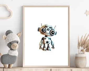 Robot Wall Art, Robot Art Print, Boys Room Decor, Robot Nursery Print, Kids Room Art, Robot Birthday Party Decor, Artificial Intelligence