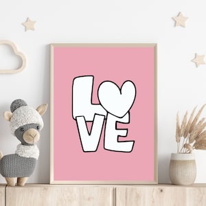 Impressão de amor do Dia dos Namorados, decoração de quarto de meninas fofas, presente de Dia dos Namorados, arte de parede para impressão de amor, carta de bolha, citação de amor, impressão em PDF de coração