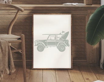 Surfer Kids Room Decor, Surf Nursery Wall Art, Vehicle Print for Teen Room, Beach House Print, Cool Surf Art for Boys Room, Coastal Vibe Art