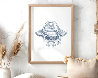 Skull Crossbones Pirate Bones Abstract SINGLE TOILE murale ART Photo Print