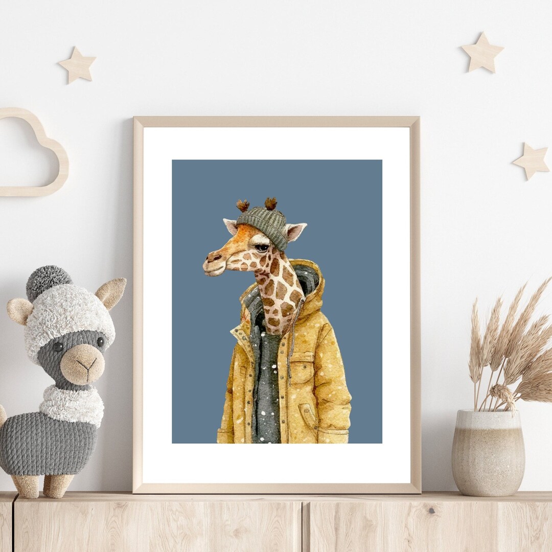 Cooler GiraffenDruck, lustiges Kinderzimmer Dekor, Aquarell Tier in