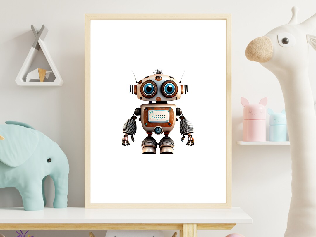 Cute Robot Wall Art, Robot Art Print, Boys Room Decor, Robot Nursery