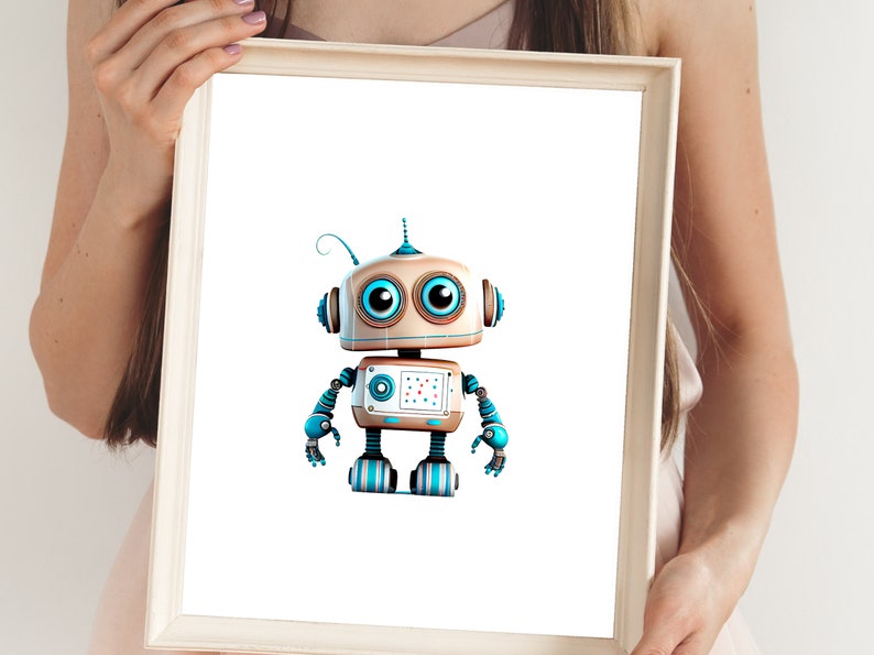 Robot Printable Wall Art, Robot Art Print, Boys Room Decor, Robot
