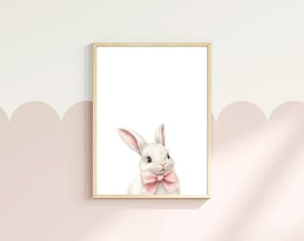Baby Easter Bunny Wall Art, Cute Easter Bunny Print, Bunny Nursery Art, Spring Easter Decor, Farmhouse Animal Art, Girl Room Digital Art