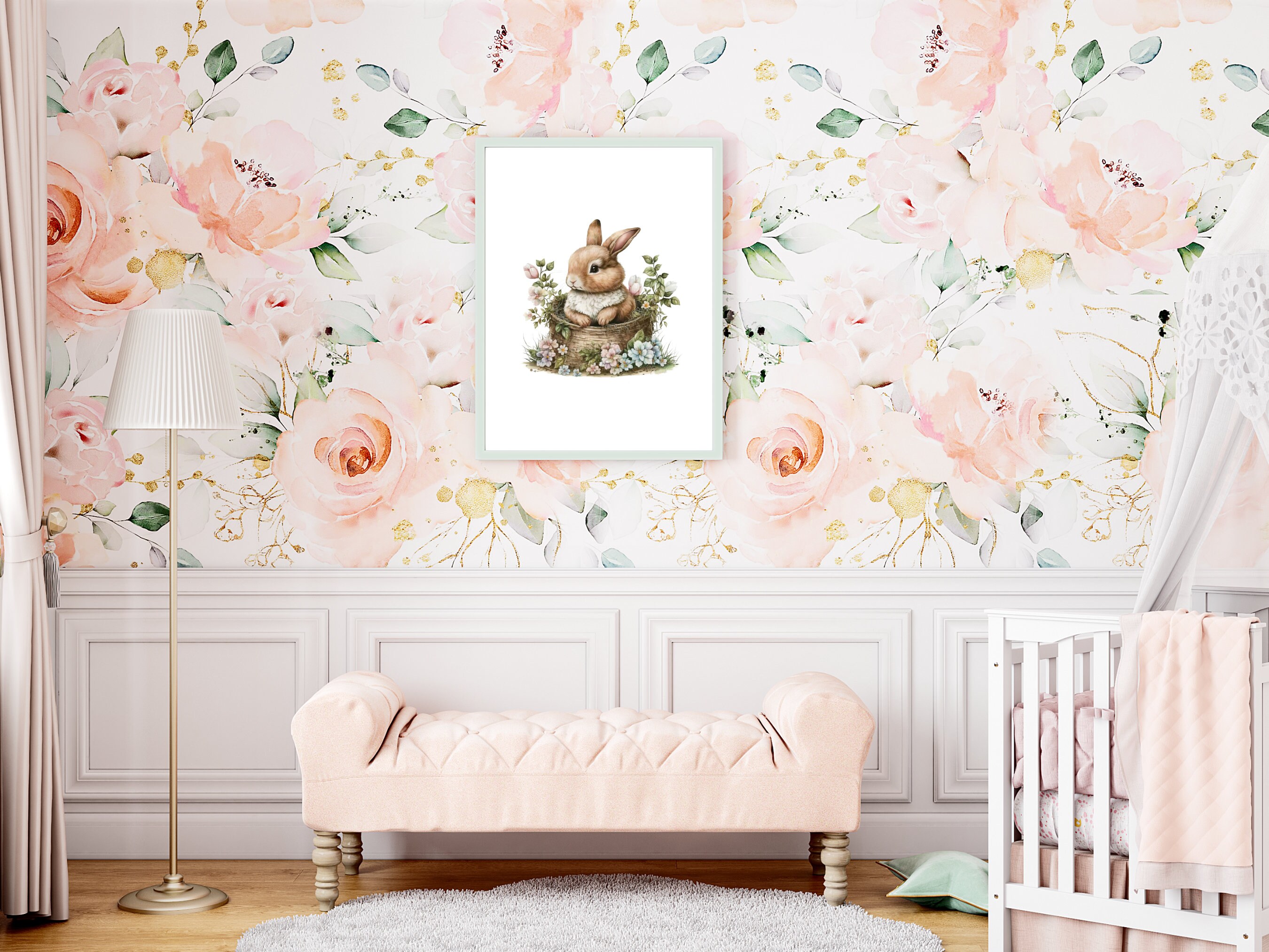Easter Bunny Wall Art Printable, Children's Room Watercolour Print ...