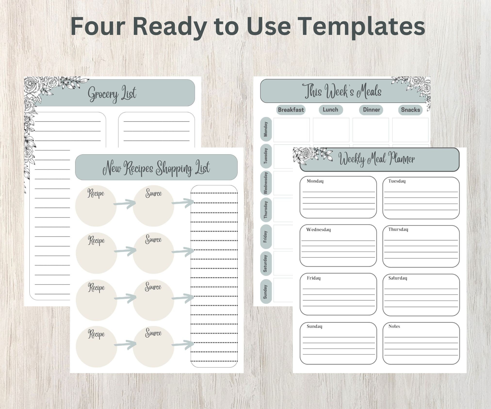 Printable Weekly Meal Planner for Busy Mom, Grocery List Template ...