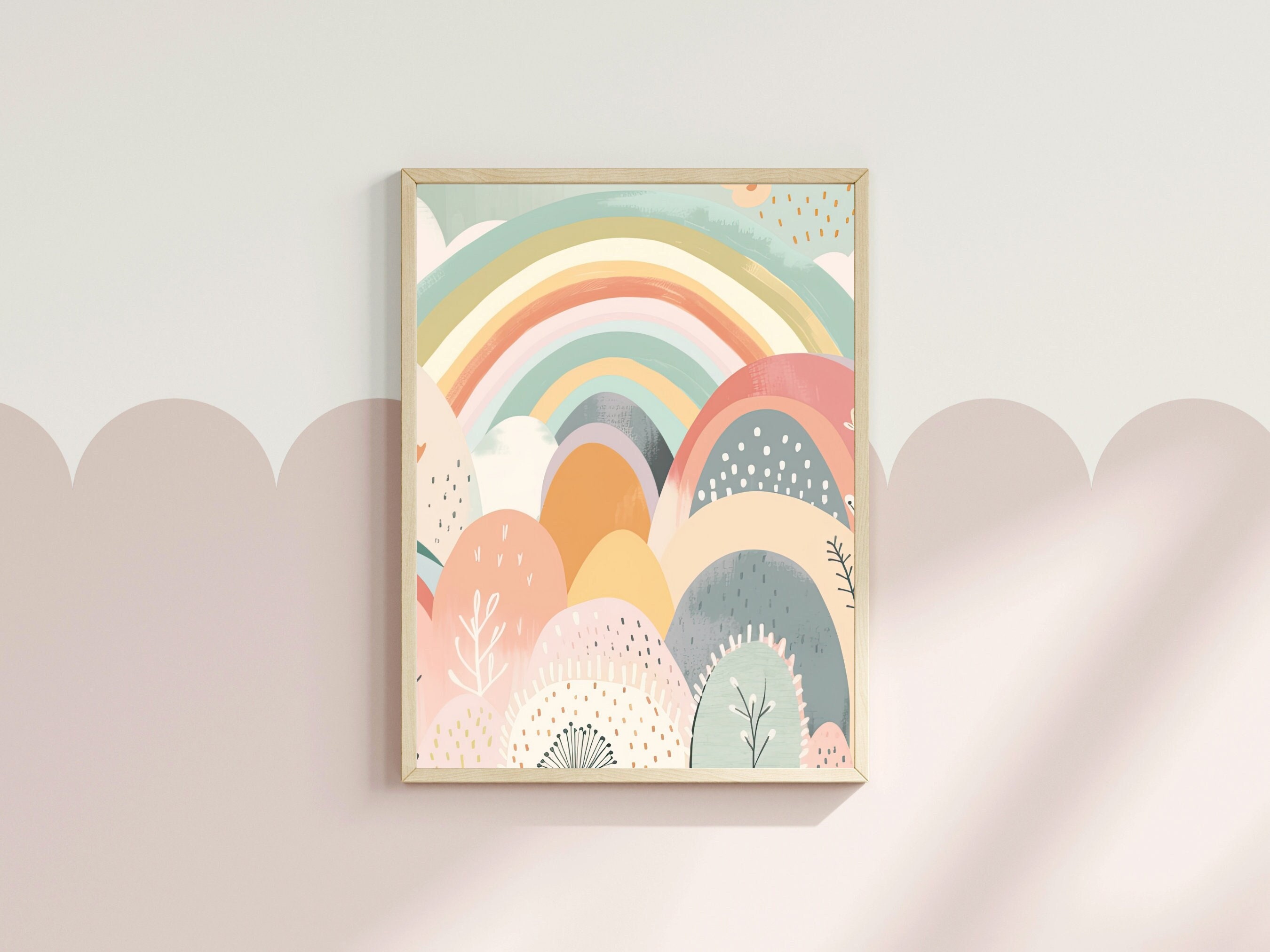 Pastel Rainbow Nursery Art, Colourful Kids Room Print, Boho Nursery ...