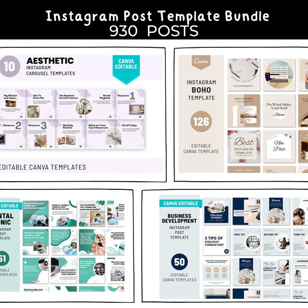 930 Instagram Templates - Instagram Templates Coach - Instagram Templates for Business - Instagram Templates Canva - Aesthetic Instagram