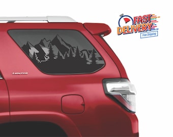 Fit for 2010-2023 Toyota 4Runner Precut Outdoor Forest Mountain Scene Window Decals Proudly Made in The USA Matte Black