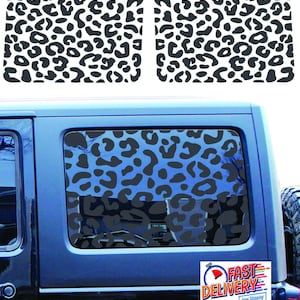 Precut Leopard Cheetah Print Window Decals Fit for Jeep Wrangler Jk & JKU 2011-2018 (4 Door) Proudly Made in The US | Matte Black