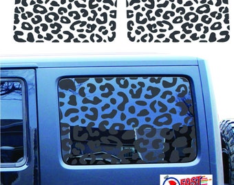 Precut Leopard Cheetah Print Window Decals Fit for Jeep Wrangler Jk & JKU 2011-2018 (4 Door) Proudly Made in The US | Matte Black